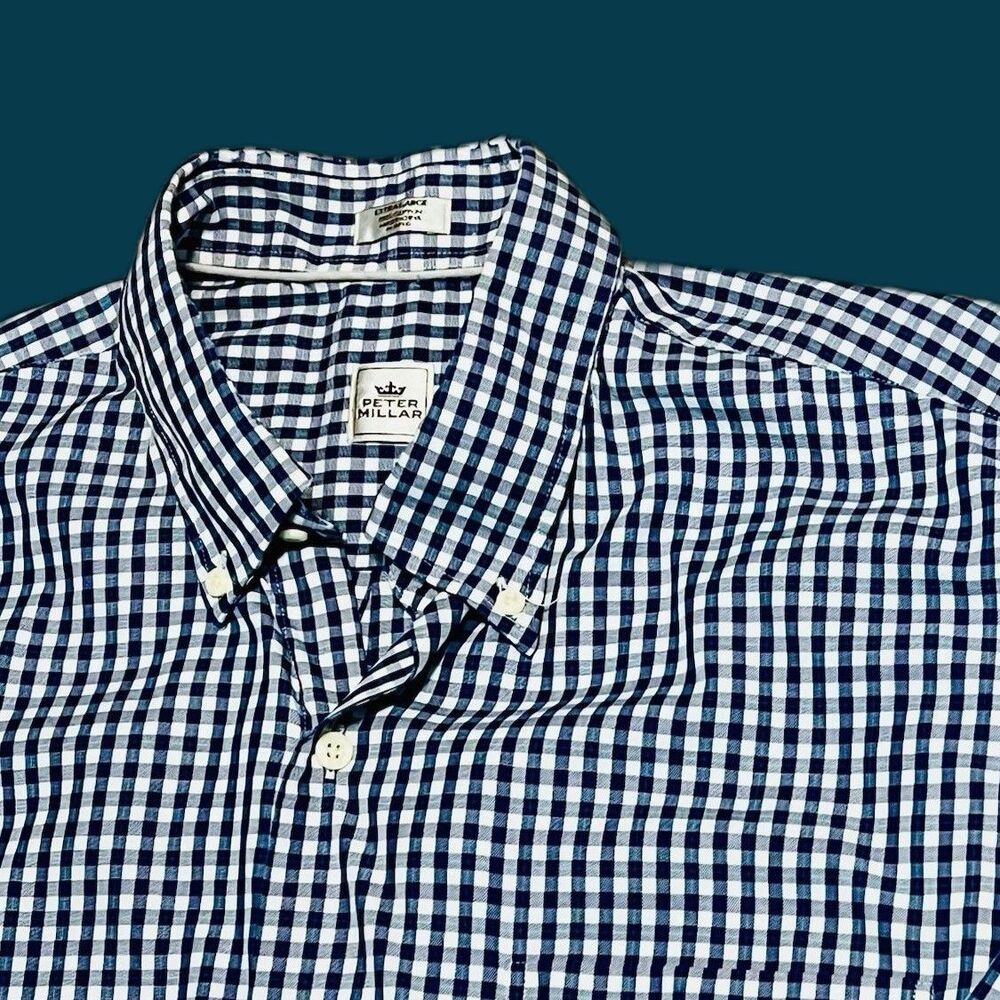 Peter Millar Adults Men’s XL Long Sleeve Button Down Plaid Casual Dress Shirt
